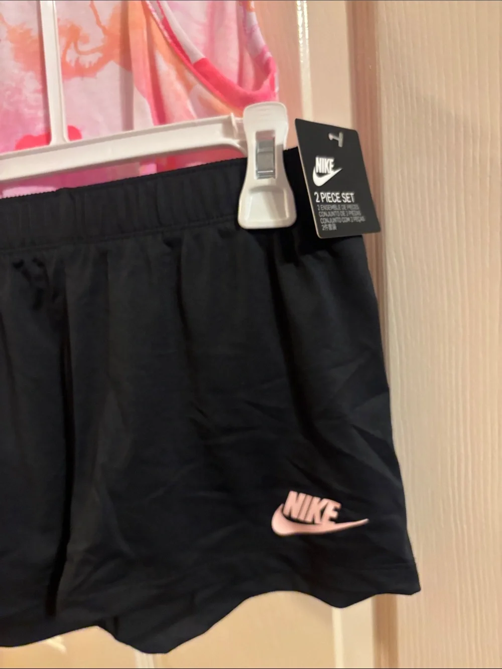 Two sets Nike Kids Tie-Knot Tank & Shorts  - Blue Splash & Pink Orange Ombre